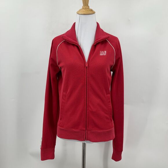 Vintage Abercrombie & Fitch Track Jacket Womens M Medium A&F Sleeve Logo Zip Up - Picture 2 of 14
